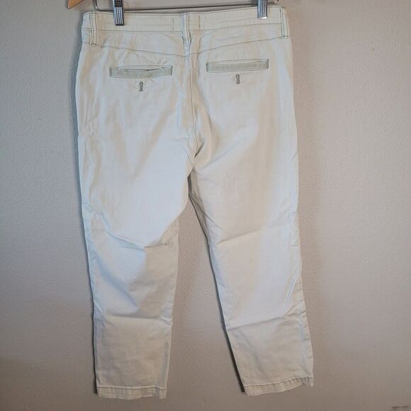 Chino by Anthropologie Women's Size 28 Flat Front Relaxed Cropped Mid Rise Khaki - Picture 2 of 8